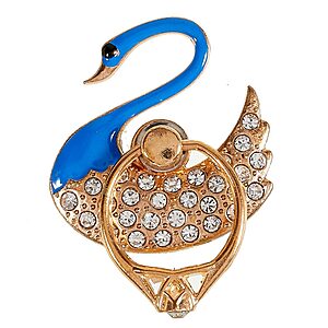 Δαχτυλίδι Κινητού με Λαμπερές Κρυστάλλινες Πέτρες και Σχέδιο Κύκνος - Μπλε Σκούρο - Image 5