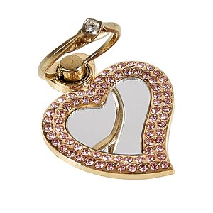 Δαχτυλίδι Κινητού με Περιστρεφόμενη Μεταλλική Βάση και Σχέδιο Καρδιά με Στρας - Χρυσό - Image 3