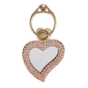 Δαχτυλίδι Κινητού με Περιστρεφόμενη Μεταλλική Βάση και Σχέδιο Καρδιά με Στρας - Χρυσό - Image 4