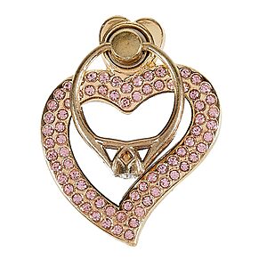 Δαχτυλίδι Κινητού με Περιστρεφόμενη Μεταλλική Βάση και Σχέδιο Καρδιά με Στρας - Χρυσό - Image 5