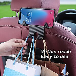 Πολυλειτουργική Βάση Κινητού Πίσω Καθίσματος Αυτοκινήτου με Ενσωματωμένη Κρεμάστρα με σχέδιο Ανθρακόνημα - Image 4