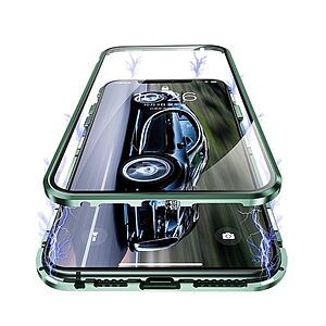 Θήκη iPhone 11 Mad Mask μεταλλική με εσωτερικό μαγνήτη V2 και ανθεκτικό Tempered Glass 360° διπλής όψης με Camera Protection Lips πράσινο - Image 3