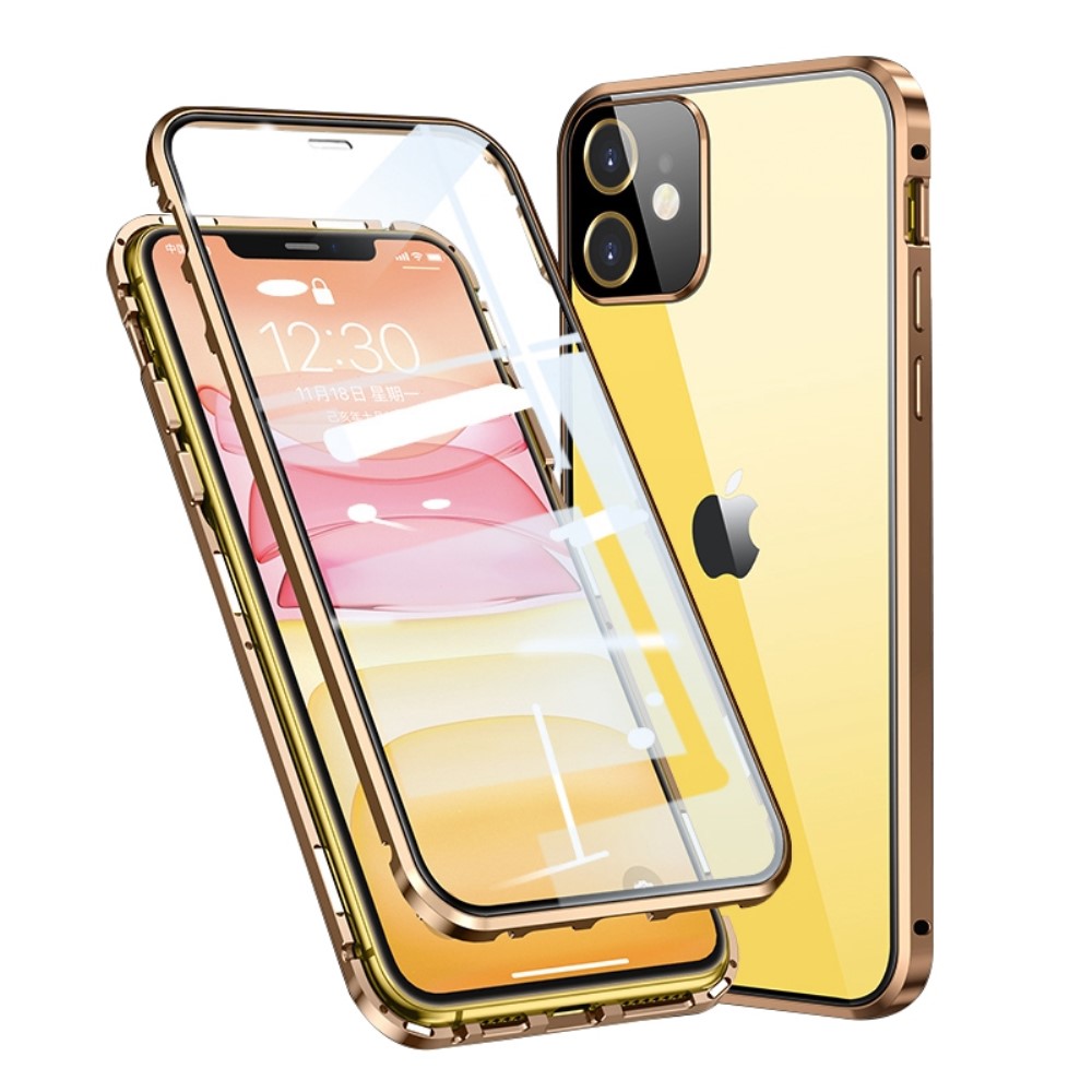 Θήκη iPhone 11 Mad Mask μεταλλική με εσωτερικό μαγνήτη V2 και ανθεκτικό Tempered Glass 360° διπλής όψης με Camera Protection Lips χρυσό Θήκη iPhone 11 Mad Mask μεταλλική με εσωτερικό μαγνήτη V2 και ανθεκτικό Tempered Glass 360° διπλής όψης με Camera Protection Lips χρυσό