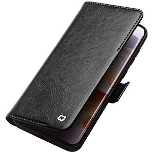 Θήκη Huawei P60 Pro / P60 QIALINO book από Premium αυθεντικό γυαλιστερό δέρμα Genuine Cowhide μαύρο - Image 5