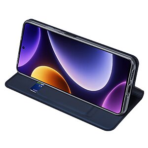Θήκη Xiaomi Poco F5 5G DUX DUCIS Skin Pro Series με βάση στήριξης, υποδοχή καρτών και μαγνητικό κούμπωμα Flip Wallet από συνθετικό δέρμα και TPU μπλε - Image 3