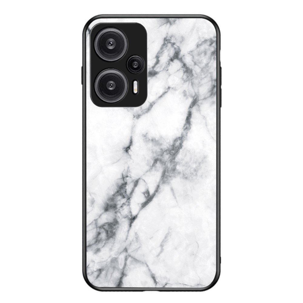 Θήκη Xiaomi Poco F5 5G OEM σχέδιο Marble με Πλάτη Tempered Glass TPU λευκό