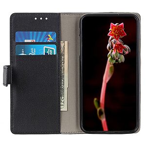 υποδοχές καρτών και μαγνητικό Back κούμπωμα Flip Wallet από συνθετικό δέρμα μαύρο
