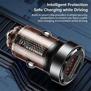 REMAX RCC338 Walking Cyberpunk Clear Φορτιστής Αυτοκινήτου USB-A + Type-C Διπλές Θύρες PD 30W Γρήγορη Φόρτιση - Image 5