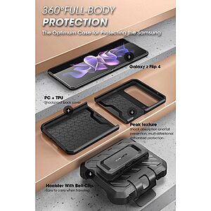 SUPCASE® Unicorn Beetle 360° Pro: Θήκη Samsung Galaxy Z Flip4 5G με Πρόσοψη Οθόνης, Κλιπ Ζώνης και Πιστοποίηση Αντοχής MIL-STD 810G-516.6 - Black - Image 6