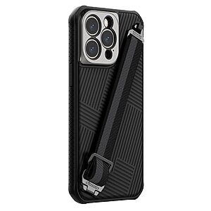 Θήκη iPhone 14 Pro Max NiLLkin Strap Case Series Πλάτη με Ειδική Λαβή για κράτημα από σκλήρό Premium TPU μαύρο - Image 3