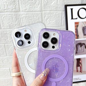 Θήκη iPhone 14 Pro Max OEM Shell Pattern Series συμβατό με Magsafe φορτιστή Transparent Πλάτη TPU γαλάζιο - Image 5