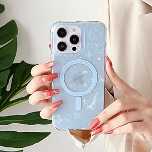 Θήκη iPhone 14 Pro Max OEM Shell Pattern Series συμβατό με Magsafe φορτιστή Transparent Πλάτη TPU μωβ ανοιχτό - Image 3