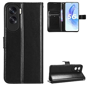 Θήκη Honor 90 Lite 5G Mad Mask Leather Wallet Case V2 με βάση στήριξης, υποδοχές καρτών και μαγνητικό κούμπωμα Flip Wallet από συνθετικό δέρμα μαύρο - Image 5