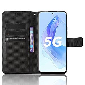 υποδοχές καρτών και μαγνητικό κούμπωμα Flip Wallet από συνθετικό δέρμα μαύρο