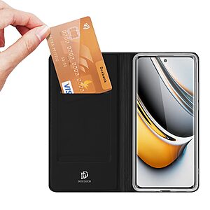 υποδοχή καρτών και μαγνητικό κούμπωμα Flip Wallet από συνθετικό δέρμα και TPU μαύρο