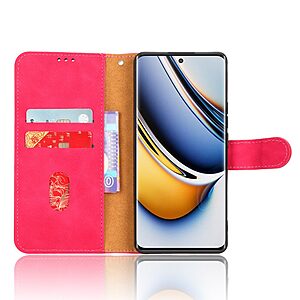 υποδοχές καρτών και μαγνητικό κούμπωμα Flip Wallet από συνθετικό δέρμα φούξια