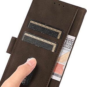 Θήκη Realme C53 KHAZNEH Litchi Retro Texture Leather με βάση στήριξης, υποδοχές καρτών και μαγνητικό κούμπωμα καφέ - Image 4