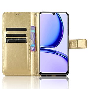 υποδοχές καρτών και μαγνητικό κούμπωμα Flip Wallet από συνθετικό δέρμα χρυσό