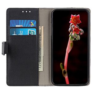 υποδοχές καρτών και μαγνητικό Back κούμπωμα Flip Wallet από συνθετικό δέρμα μαύρο