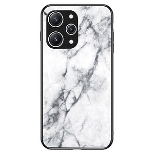 Θήκη Xiaomi Redmi 12 OEM σχέδιο Marble με Πλάτη Tempered Glass TPU λευκό