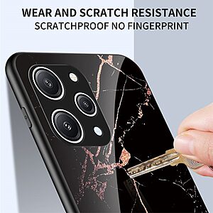Θήκη Xiaomi Redmi 12 OEM σχέδιο Marble με Πλάτη Tempered Glass TPU μαύρο - Image 3