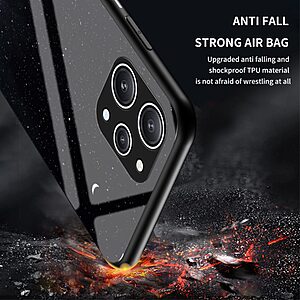 Θήκη Xiaomi Redmi 12 OEM σχέδιο Starry Moon με πλάτη από Tempered Glass και εσωτερικό TPU μαύρο - Image 4