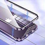 Θήκη iPhone 15 Mad Mask μεταλλική με εσωτερικό μαγνήτη V2 και ανθεκτικό Tempered Glass 360° διπλής όψης με Camera Protection Lips ασημί - Image 3