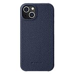 Θήκη iPhone 15 MELKCO Πλάτη Shock-Proof από Premium αυθεντικό δέρμα Genuine Cowhide μπλε σκούρο