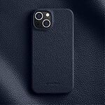 Θήκη iPhone 15 MELKCO Πλάτη Shock-Proof από Premium αυθεντικό δέρμα Genuine Cowhide μπλε σκούρο - Image 2