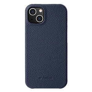 Θήκη iPhone 15 MELKCO Πλάτη Shock-Proof από Premium αυθεντικό δέρμα Genuine Cowhide μπλε σκούρο