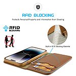 Θήκη iPhone 15 Pro DUX DUCIS Hivo Series με RFID Blocking, βάση στήριξης, υποδοχές καρτών με μαγνητικό κλείσιμο Flip Wallet από αυθεντικό δέρμα και TPU καφέ - Image 4