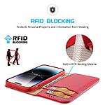 Θήκη iPhone 15 Pro DUX DUCIS Hivo Series με RFID Blocking, βάση στήριξης, υποδοχές καρτών με μαγνητικό κλείσιμο Flip Wallet από αυθεντικό δέρμα και TPU κόκκινο - Image 4
