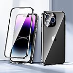 Θήκη iPhone 15 Pro Mad Mask μεταλλική με εσωτερικό μαγνήτη V2 και ανθεκτικό Tempered Glass 360° διπλής όψης με Camera Protection Lips μαύρο - Image 2