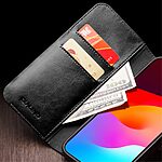 Θήκη iPhone 15 Pro Max QIALINO book με μαγνητικό κούμπωμα από Premium αυθεντικό δέρμα Genuine Cowhide μαύρο - Image 3