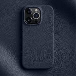 Θήκη iPhone 15 Pro MELKCO Πλάτη Shock-Proof από Premium αυθεντικό δέρμα Genuine Cowhide μπλε σκούρο - Image 2