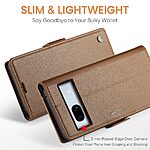 Θήκη Google Pixel 7A CaseMe 023 Series Πορτοφόλι με βάση στήριξης, υποδοχές καρτών και μαγνητικό κούμπωμα από συνθετικό δέρμα και TPU καφέ - Image 5