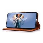 Θήκη Honor 90 KHAZNEH Leather Wallet Golden Clasp με βάση στήριξης, υποδοχές καρτών και μαγνητικό κούμπωμα ροζ χρυσό - Image 3