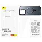 Θήκη iPhone 15 Plus BASEUS Smart Ring Series Silicone Sockproof συμβατό με MagSafe φορτιστή και προστασία οθόνης (Tempered Glass) Πλάτη TPU μαύρο - Image 4