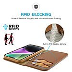 Θήκη iPhone 15 Plus DUX DUCIS Dux Ducis Hivo Series με RFID Blocking, βάση στήριξης, υποδοχές καρτών με μαγνητικό κλείσιμο Flip Wallet από αυθεντικό δέρμα και TPU καφέ - Image 4