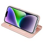 Θήκη iPhone 15 Plus DUX DUCIS Skin Pro Series με βάση στήριξης, υποδοχή καρτών και μαγνητικό κούμπωμα Flip Wallet από συνθετικό δέρμα και TPU ροζ - Image 3
