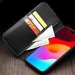 Θήκη iPhone 15 Plus QIALINO book v2 από Premium αυθεντικό δέρμα Genuine Cowhide μαύρο - Image 4