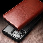 Θήκη iPhone 15 Pro Max QIALINO book με μαγνητικό κούμπωμα από Premium αυθεντικό δέρμα Genuine Cowhide μαύρο - Image 5