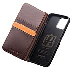 Θήκη iPhone 15 Pro QIALINO book v2 από Premium αυθεντικό δέρμα Genuine Cowhide καφέ - Image 3