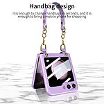 Θήκη Samsung Galaxy Z Flip5 5G GKK Full Premium Protection με προστασία οθόνης Tempered Glass και κορδονάκι για το χέρι από σκληρό πλαστικό μαύρο - Image 2