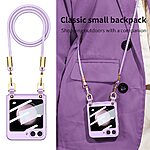 Θήκη Samsung Galaxy Z Flip5 5G GKK Full Premium Protection με προστασία οθόνης Tempered Glass και κορδονάκι για το λαιμό από σκληρό πλαστικό μωβ - Image 3