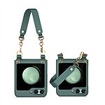 Θήκη Samsung Galaxy Z Flip5 5G GKK Full Premium Protection με προστασία οθόνης Tempered Glass και κορδονάκι για το χέρι από σκληρό πλαστικό πράσινο