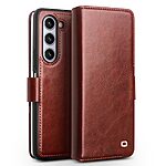 Θήκη Samsung Galaxy Z Fold5 5G QIALINO book v4 με μαγνητικό κούμπωμα από Premium αυθεντικό δέρμα Genuine Cowhide καφέ σκούρο