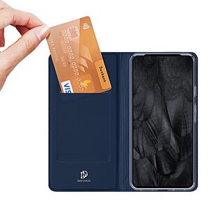 υποδοχή καρτών και μαγνητικό κούμπωμα Flip Wallet από συνθετικό δέρμα και TPU μπλε