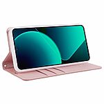 Θήκη Xiaomi 13T 5G / 13T Pro 5G HANMAN Minuo Series με βάση στήριξης, υποδοχή καρτών και μαγνητικό κούμπωμα Flip Wallet από συνθετικό δέρμα και εσωτερικό TPU ροζ χρυσό - Image 3