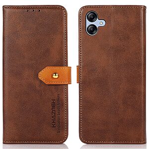 Θήκη Samsung Galaxy A04e / F04 KHAZNEH Leather Wallet Golden Clasp με βάση στήριξης